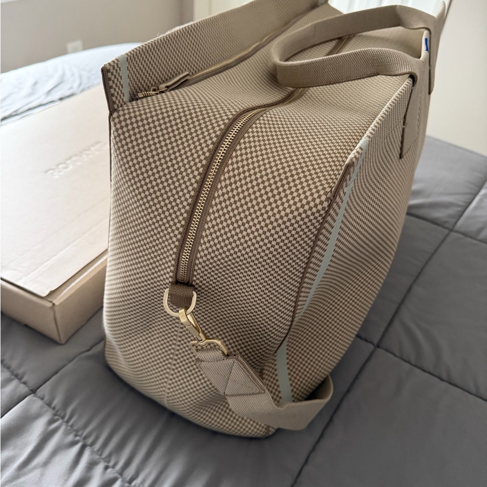 Rothy's mini check Tan and Cream weekender Bag - Picture 2 of 14